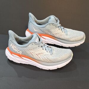 Hoka Clifton 8 Women's "Blue Fog"" And White Sneakers Size 7.5